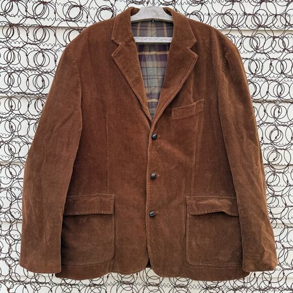 J CREW Brown Corduroy Flannel Lined Elbow Patch Chore Blazer Coat Jacket XL - Picture 2 of 14
